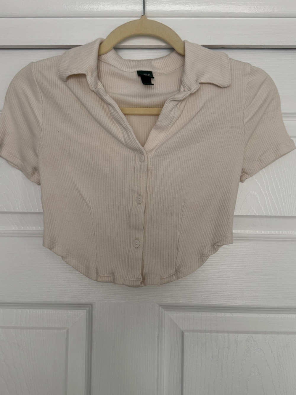 WILD FABLE | Girls ribbed cream button collared sweater XS